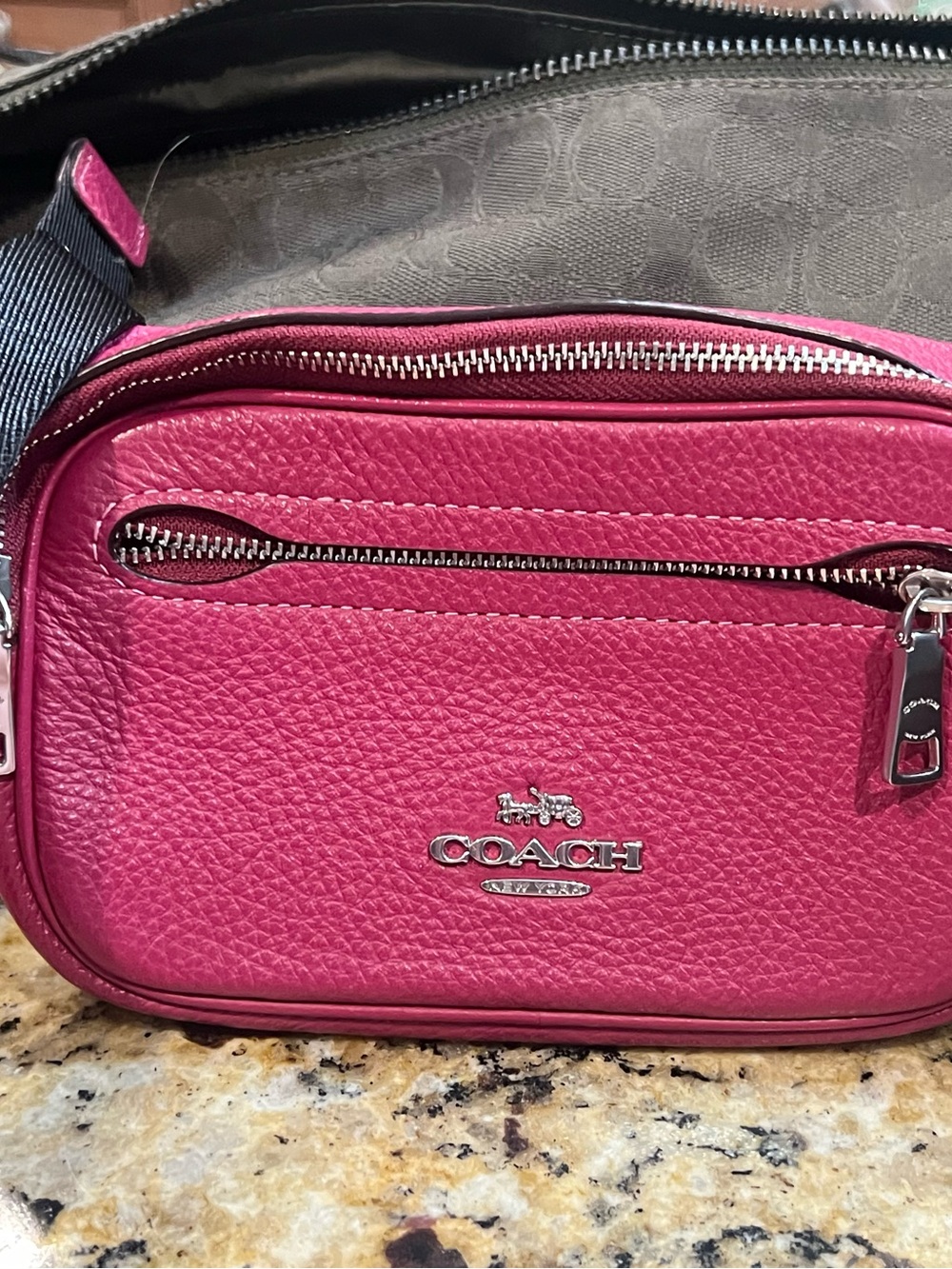 COACH Pebbled Leather Crossbody in Hot Pink